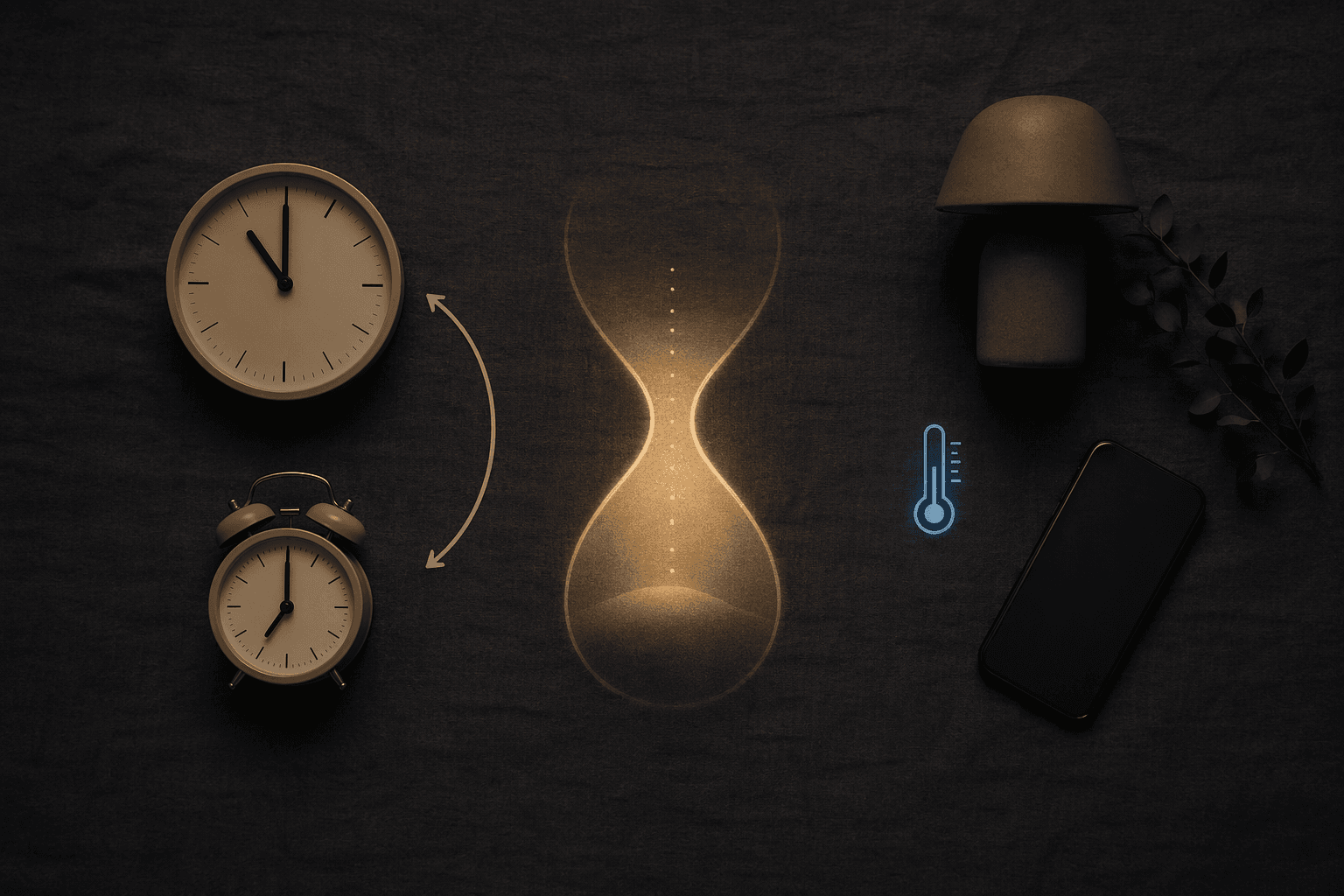 Consistent bedtime and wake time, an eight-hour sleep window, and a dark cool bedroom setup