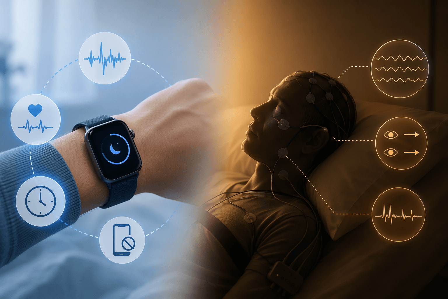 Apple Watch sensor signals contrasted with clinical polysomnography signals