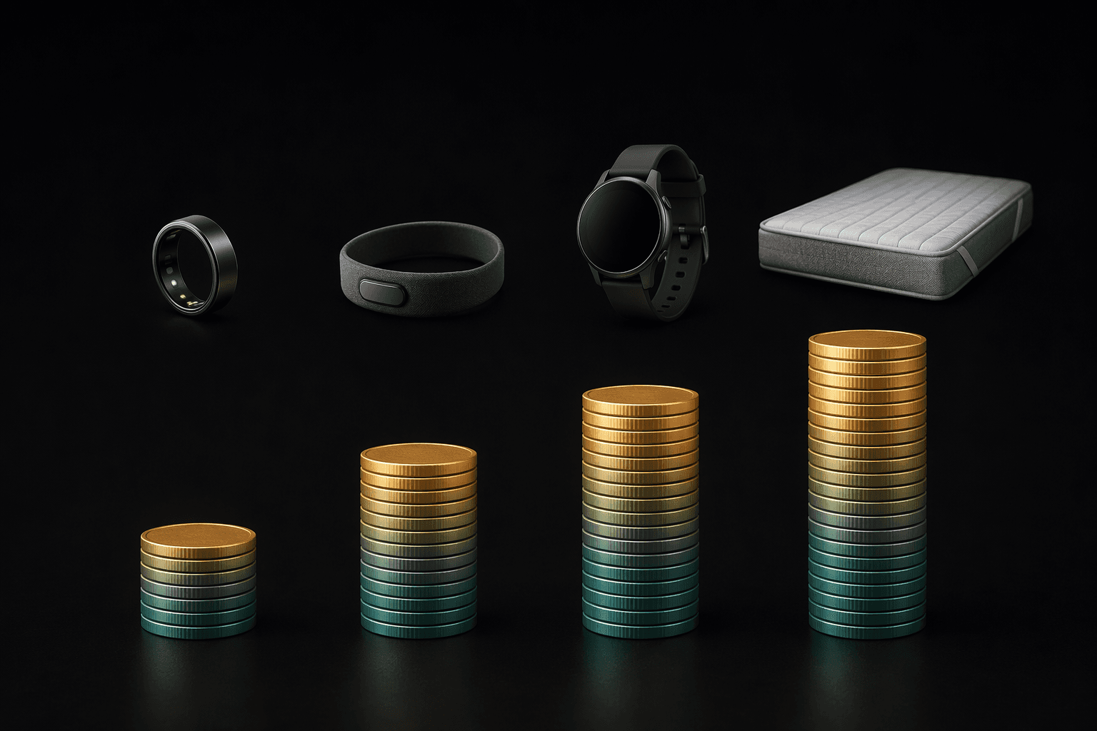 A comparison visual showing different ownership-cost levels for sleep tracking device types