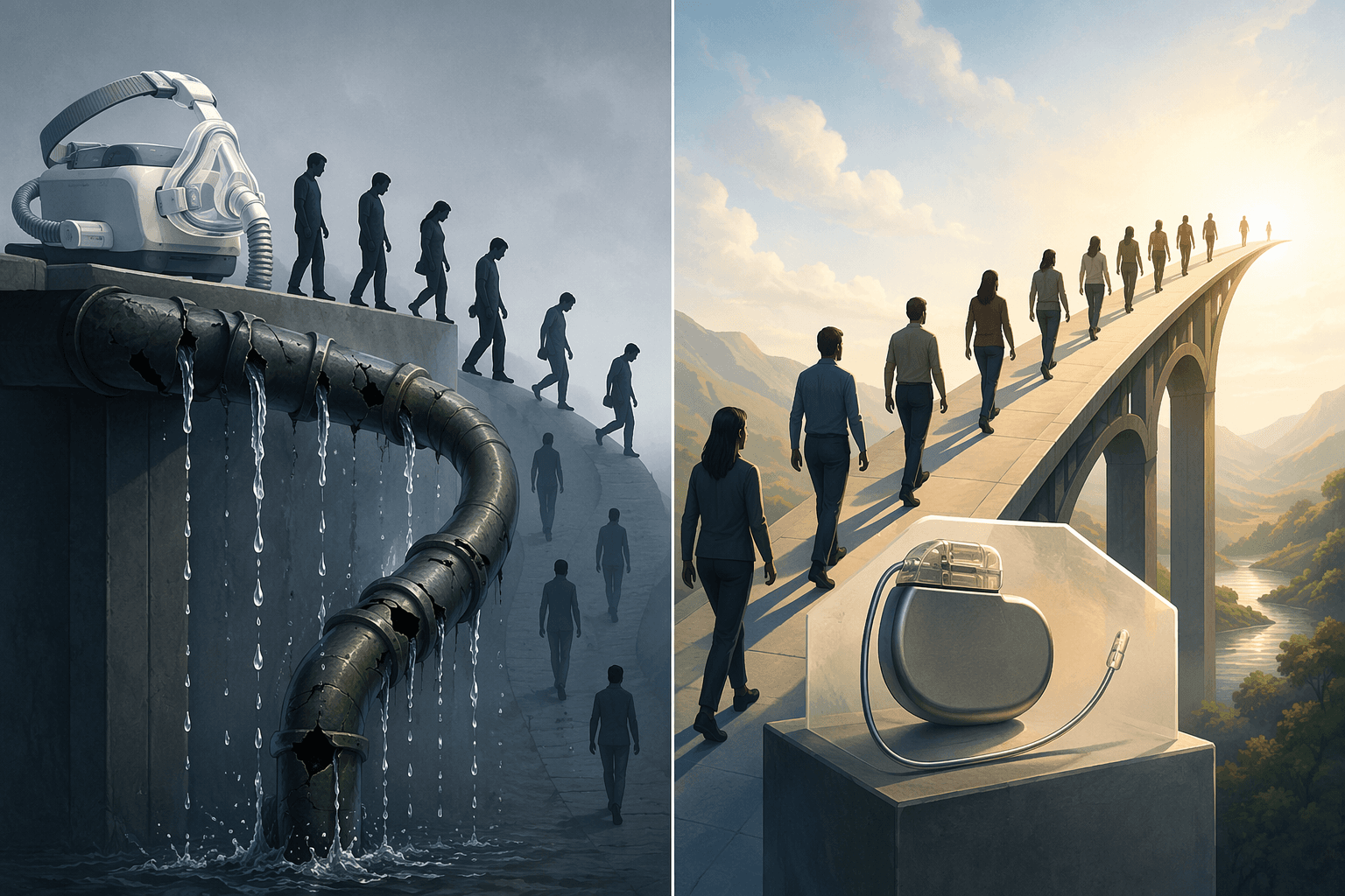 Treatment adherence comparison between CPAP dropout and Inspire continuation