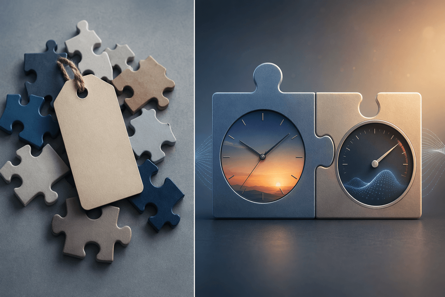 Mismatched generic sleep advice contrasted with circadian rhythm and sleep drive puzzle pieces