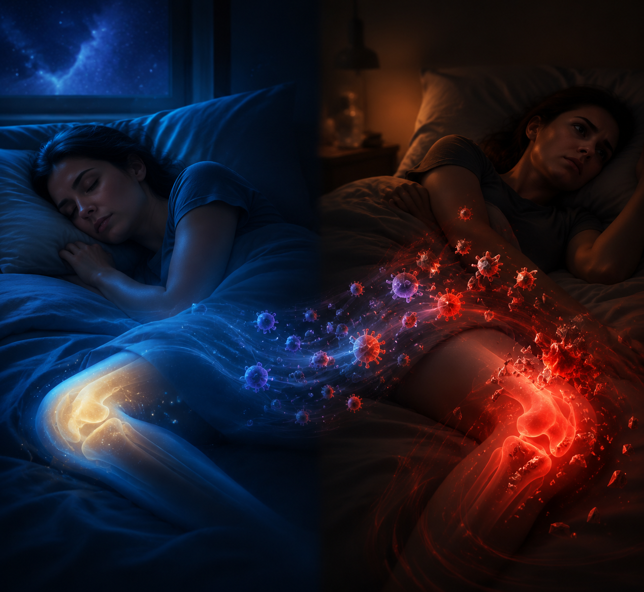 Comparison of restorative sleep and sleeplessness affecting inflammation around a recovering knee