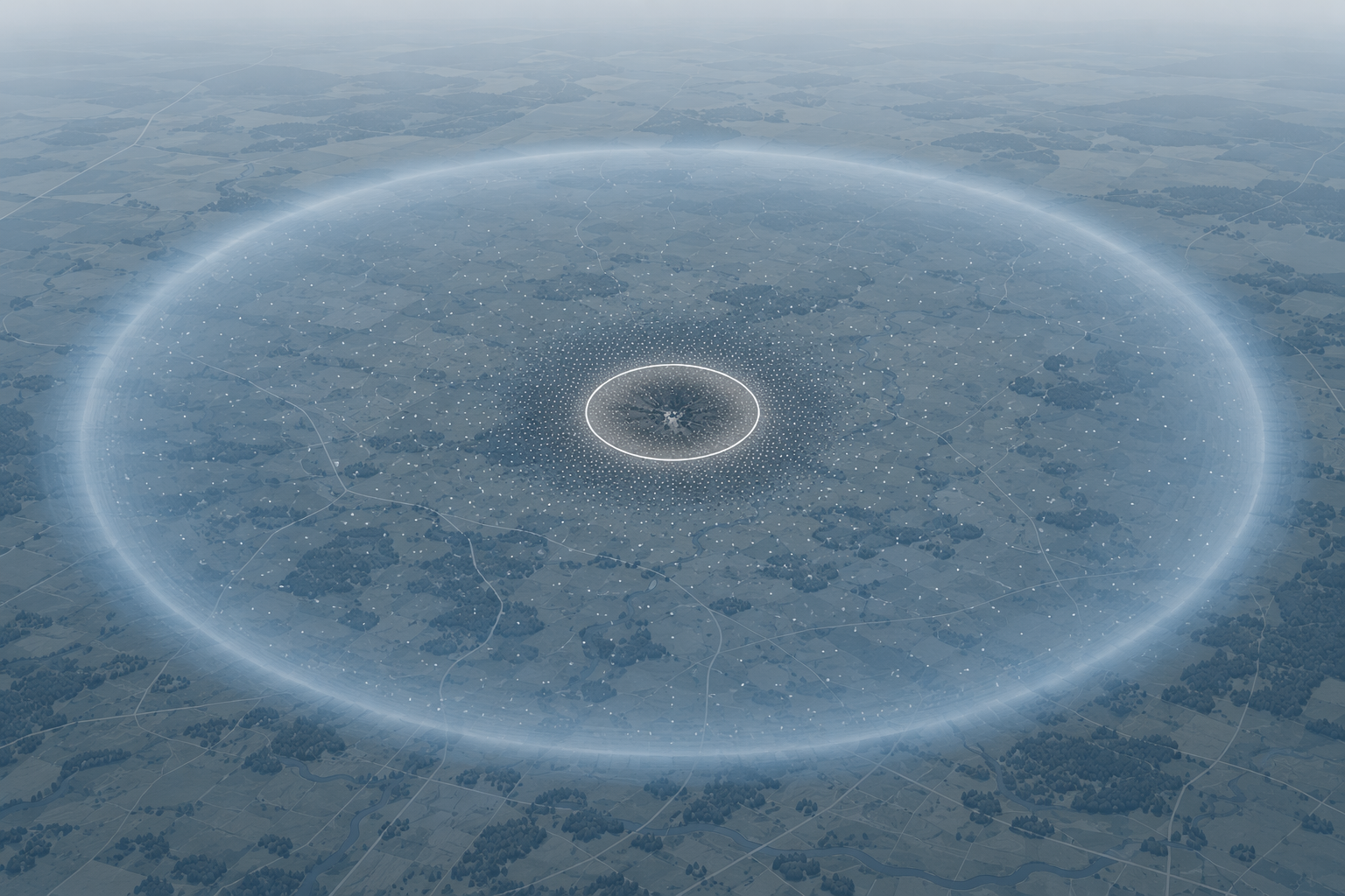 Conceptual rings showing a small physical damage zone inside a wider sleep disruption zone