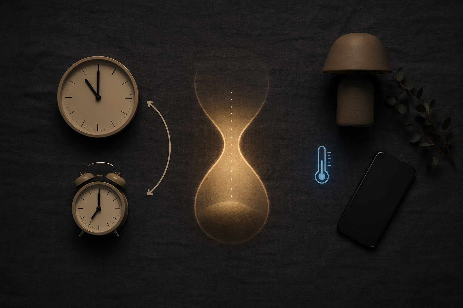 Consistent bedtime and wake time, an eight-hour sleep window, and a dark cool bedroom setup