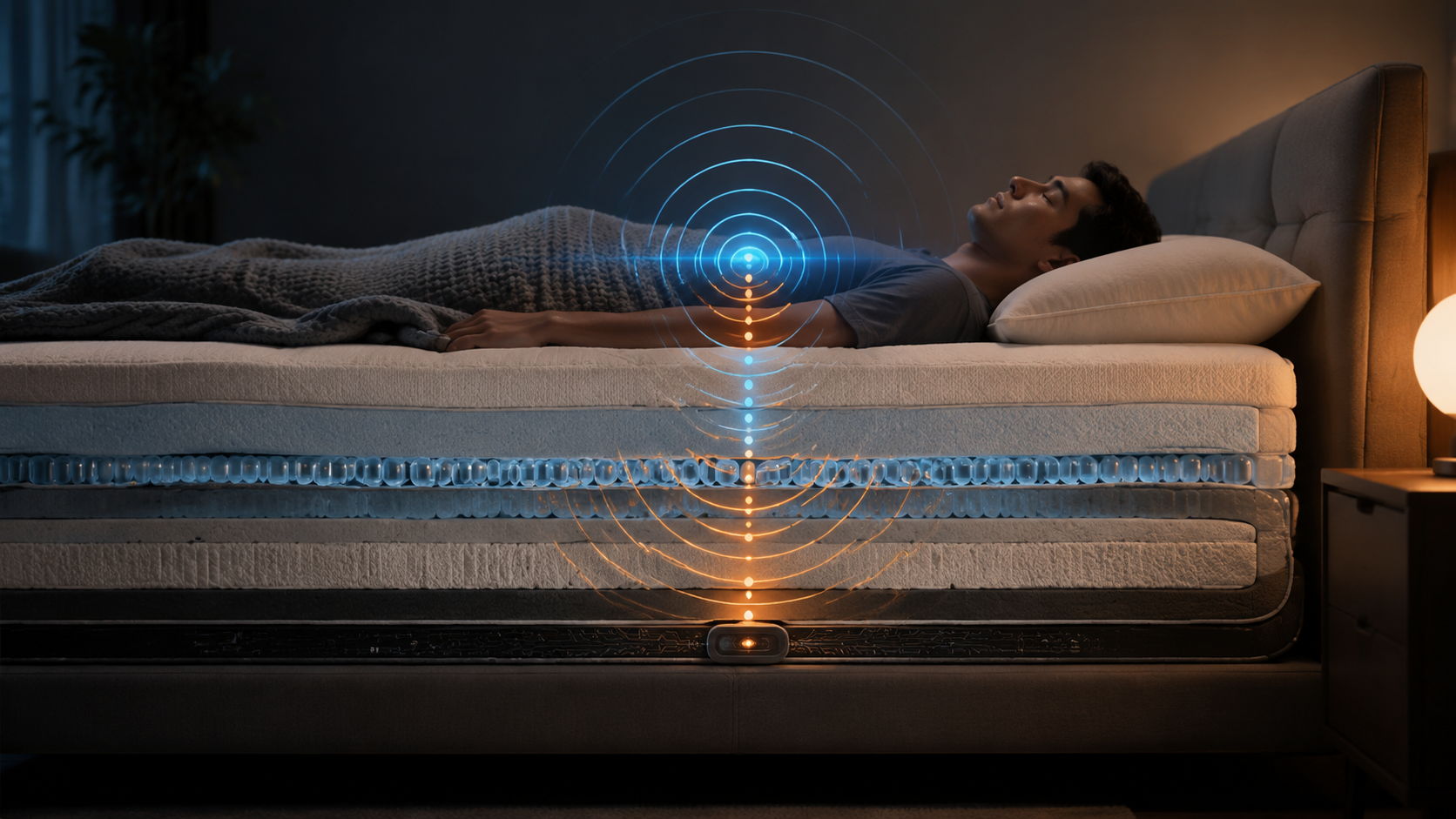 Smart mattress detecting heartbeat and breathing signals through air chambers