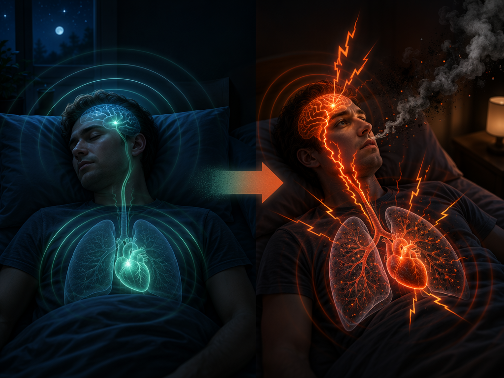 Comparison of parasympathetic sleep and smoke-triggered sympathetic activation affecting the heart, lungs, and brain