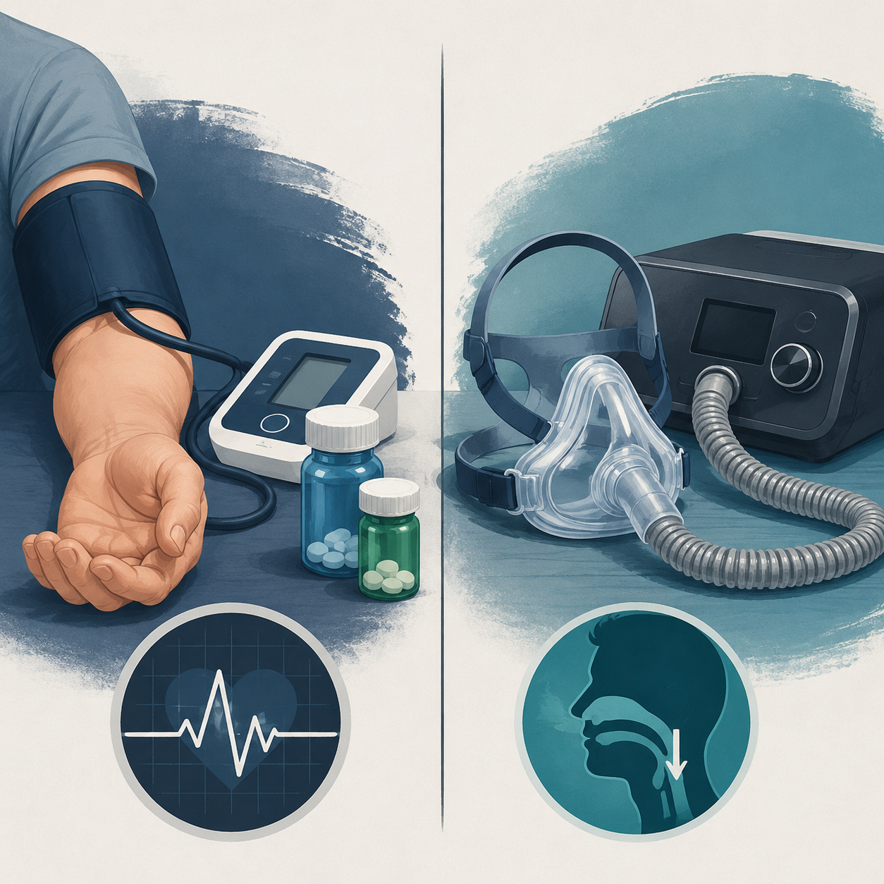 Comparison of hypertension managed by medication and sleep apnea managed by CPAP as chronic conditions