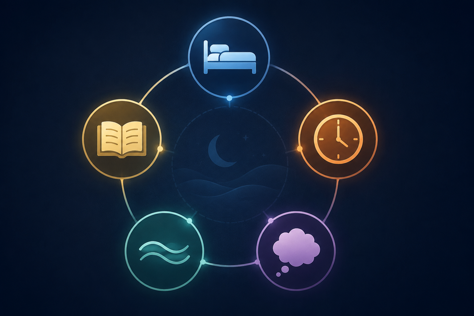 Five connected nodes representing the core components of CBT-I