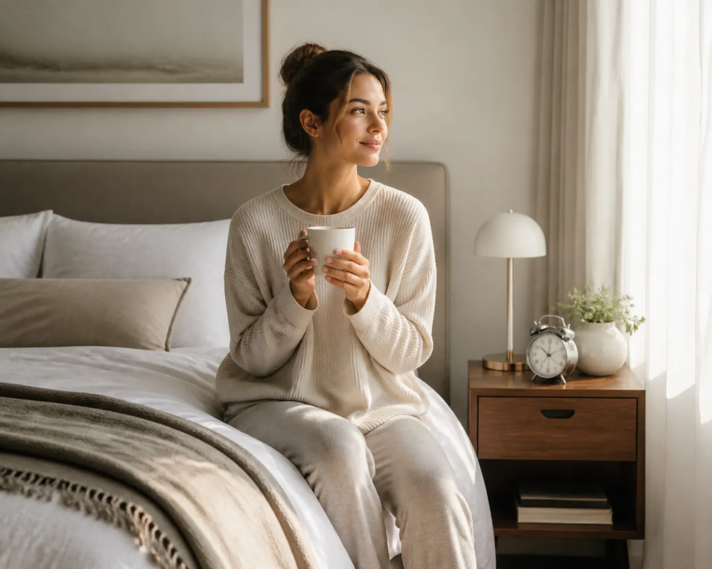 A structured Saturday morning sleep recovery routine with tea, daylight, and a reasonable wake time