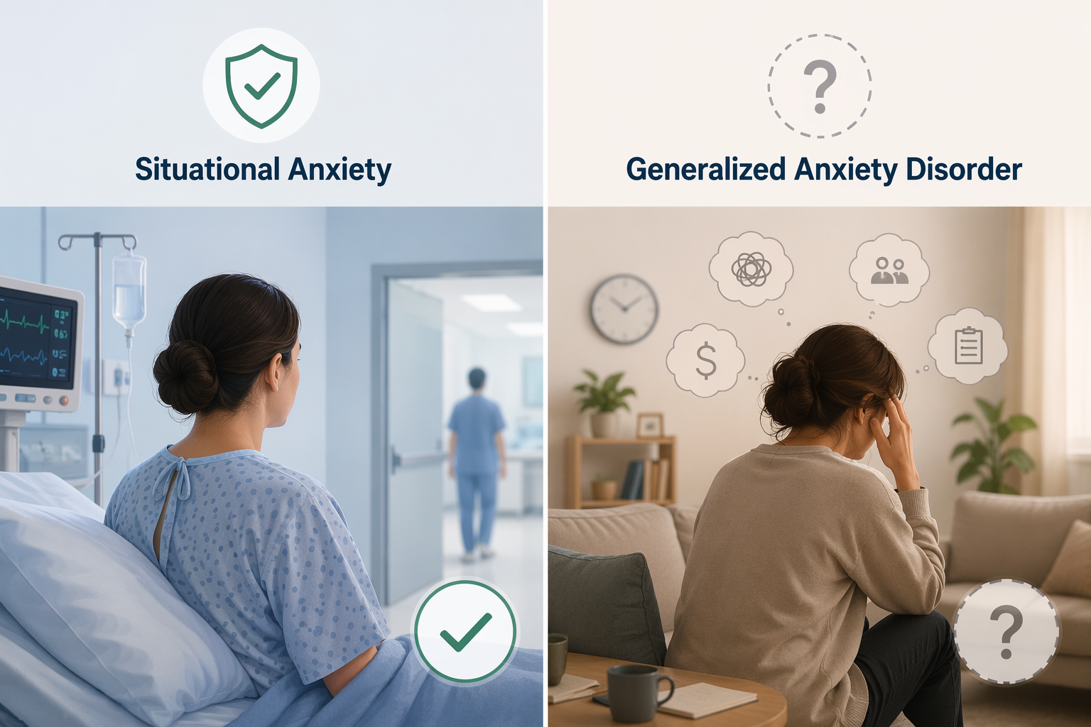 Split comparison of stronger evidence for situational anxiety and weaker evidence for generalized anxiety disorder