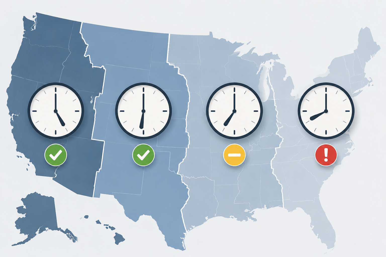 US time zone map showing an 8pm ET World Cup kickoff as 7pm Central, 6pm Mountain, and 5pm Pacific