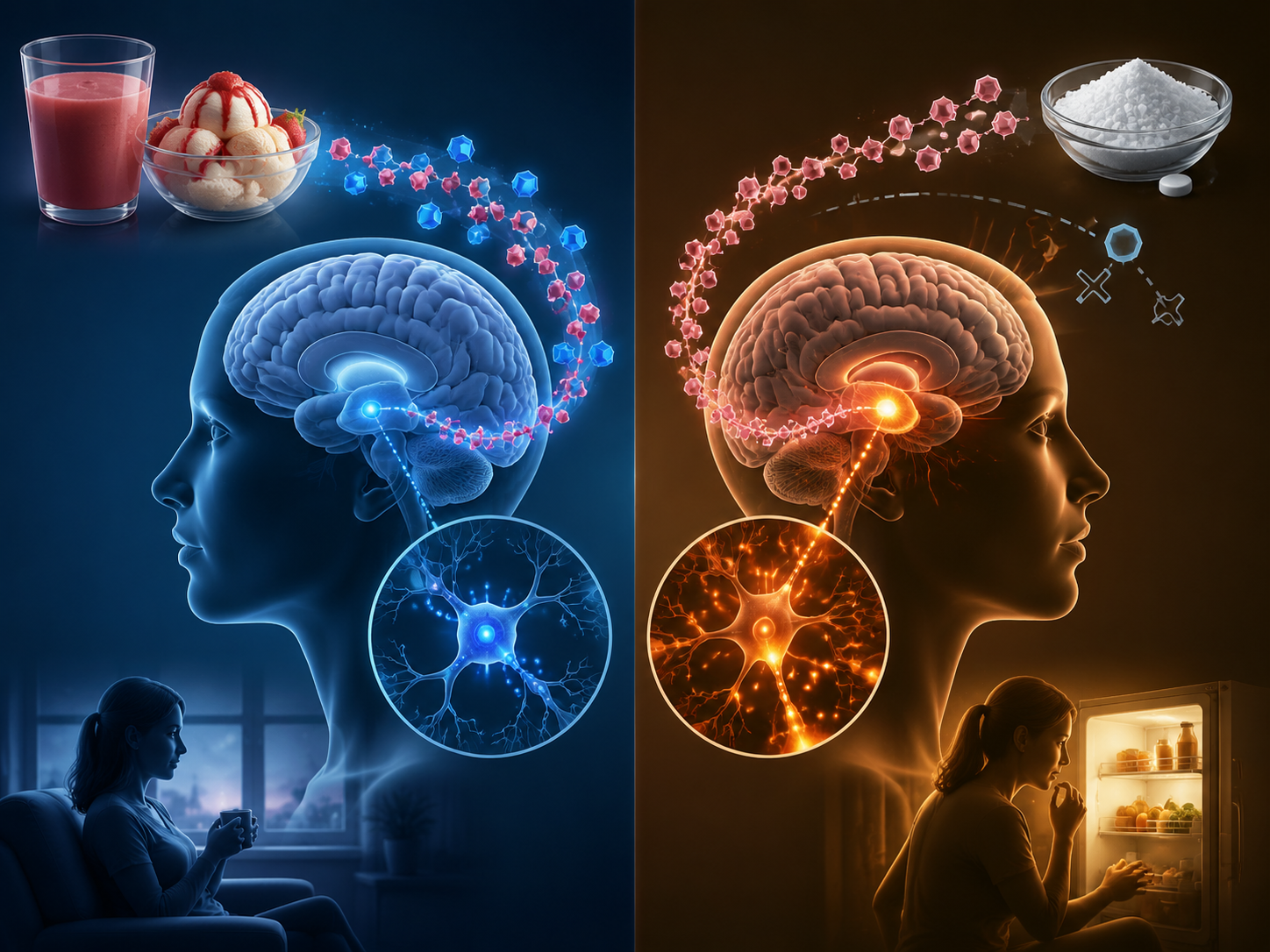 Comparison of normal sweetness with calories versus artificial sweetness without calories triggering hypothalamic hyperarousal