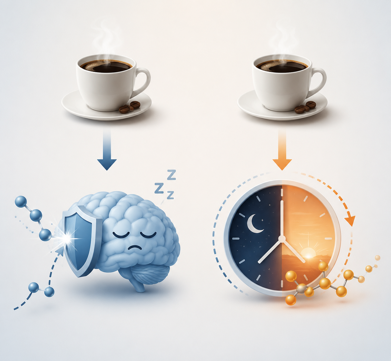 Coffee influencing adenosine sleep pressure and circadian phase timing