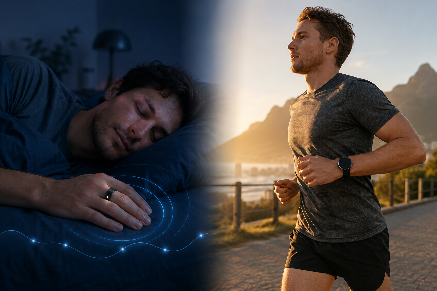 Hybrid wearable setup with a smart ring for sleep and a smartwatch for running