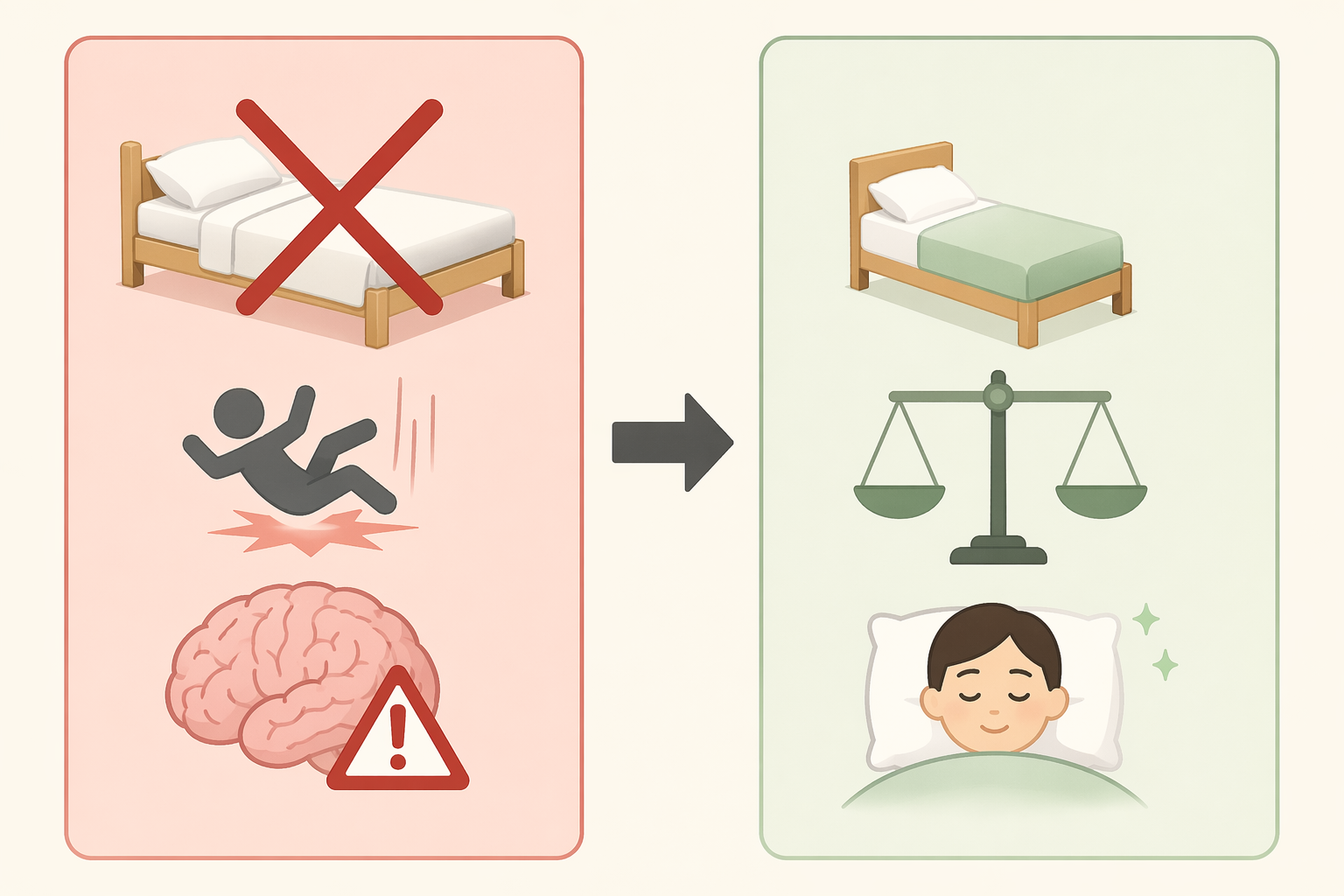Diagram showing a shift from high-risk sleep aids to safer alternatives