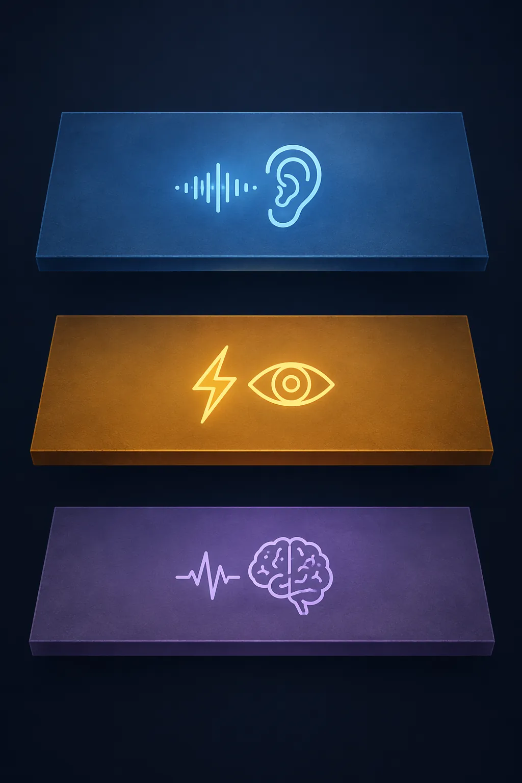 Diagram of three separate storm-sleep barriers for sound, light, and anxiety