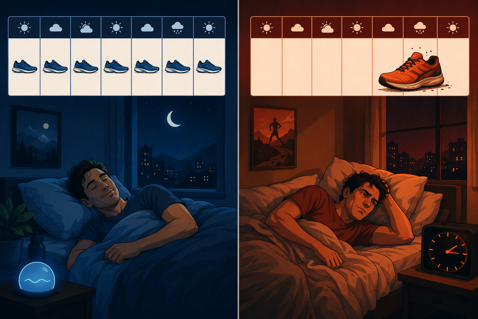Short daily runs compared with one long weekend run and their different sleep outcomes