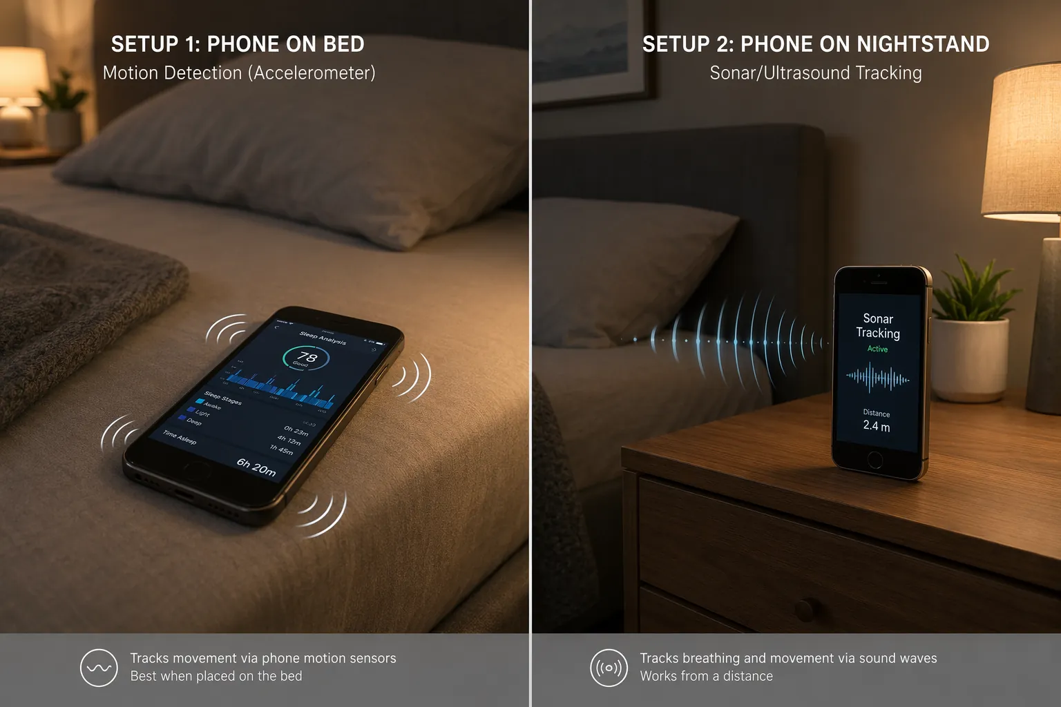 Comparison of accelerometer tracking on a mattress and sonar tracking from a nightstand