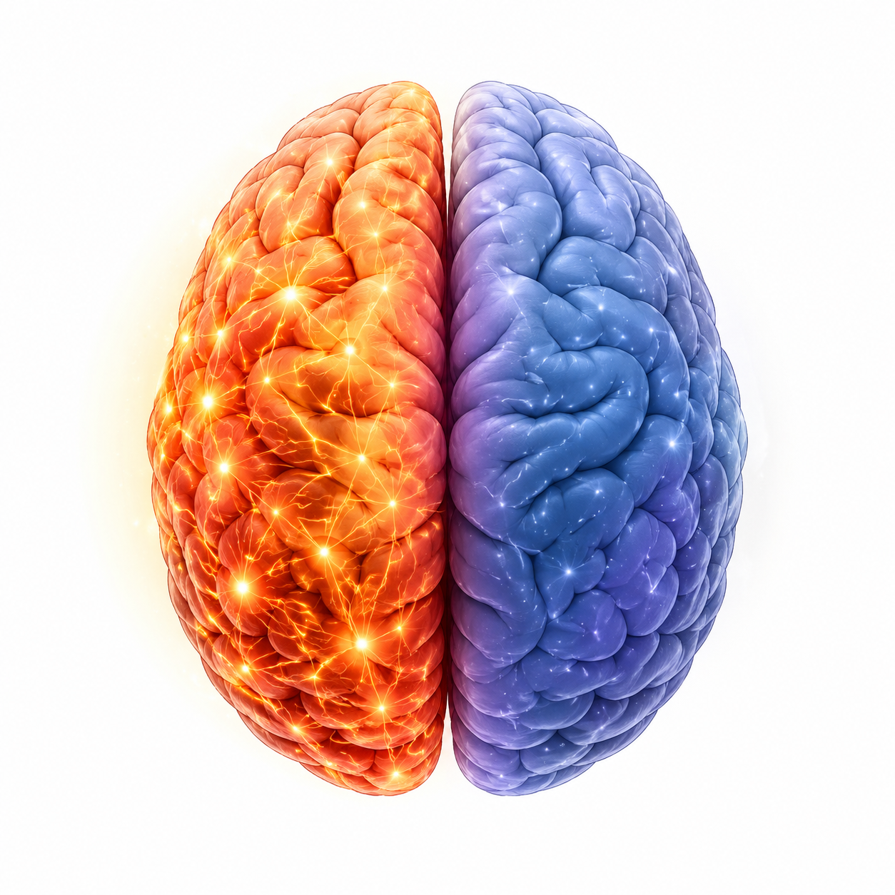 Illustration of one brain hemisphere more active than the other during first-night sleep