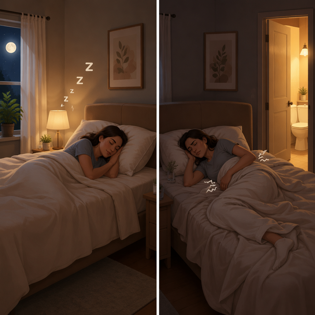 Comparison of restful sleep and restless sleep with abdominal cramping and bathroom light