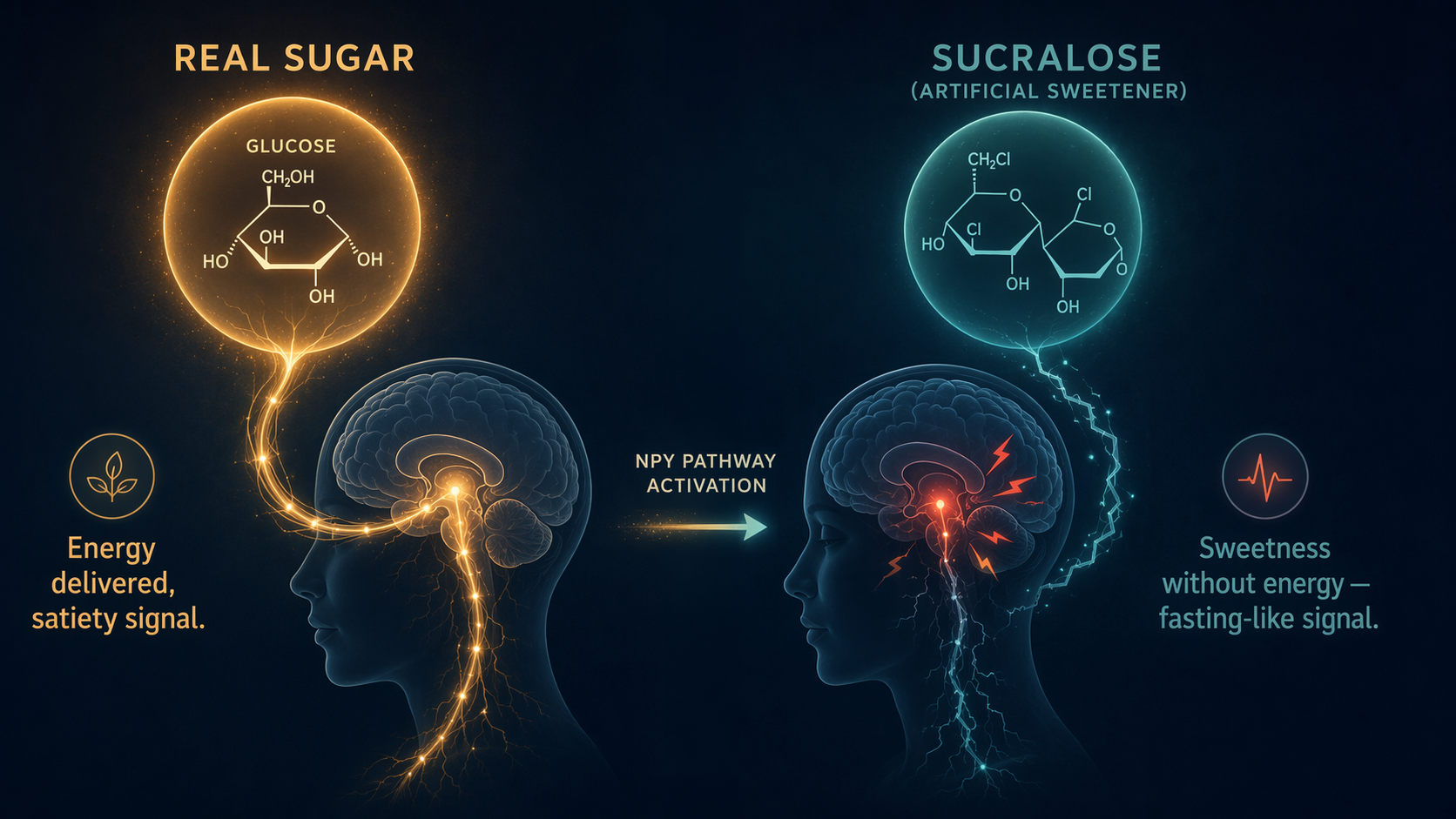 Comparison of energy-matched sweetness and sucralose sweetness without energy in neural pathways