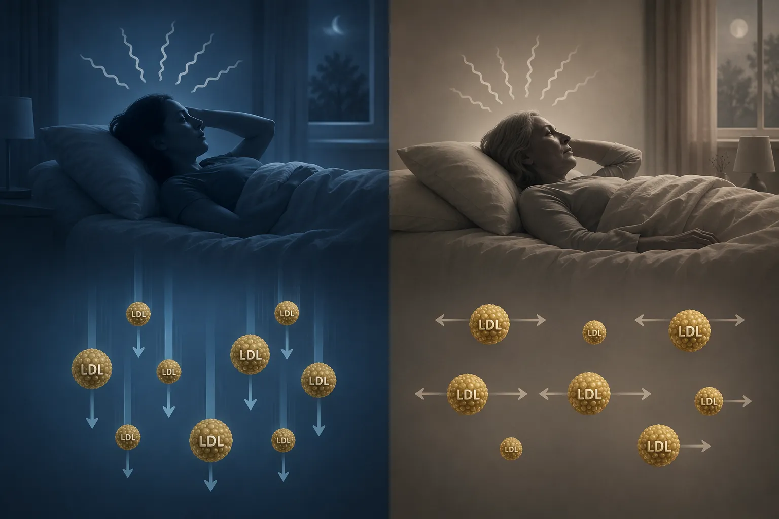 Comparison of LDL particle changes during sleep restriction before and after menopause