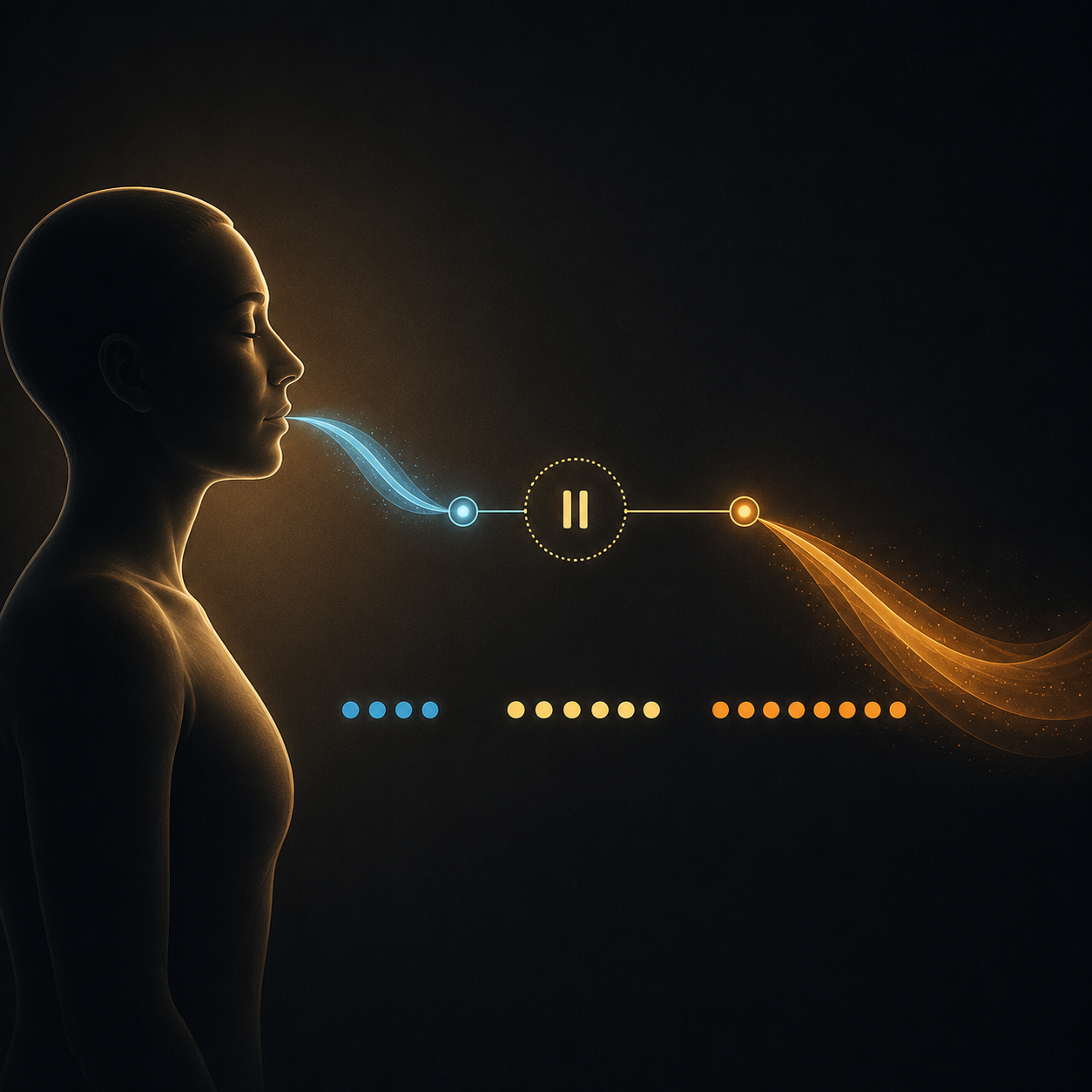 Illustration of the 4-7-8 breathing technique with inhale, hold, and exhale waves