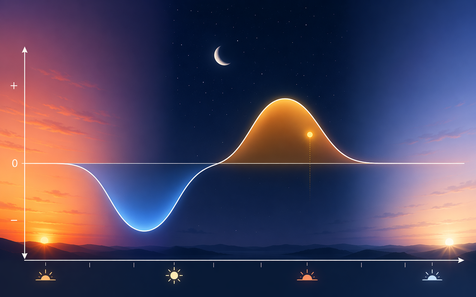 Melatonin phase-response curve showing an evening advance zone and an early morning delay zone