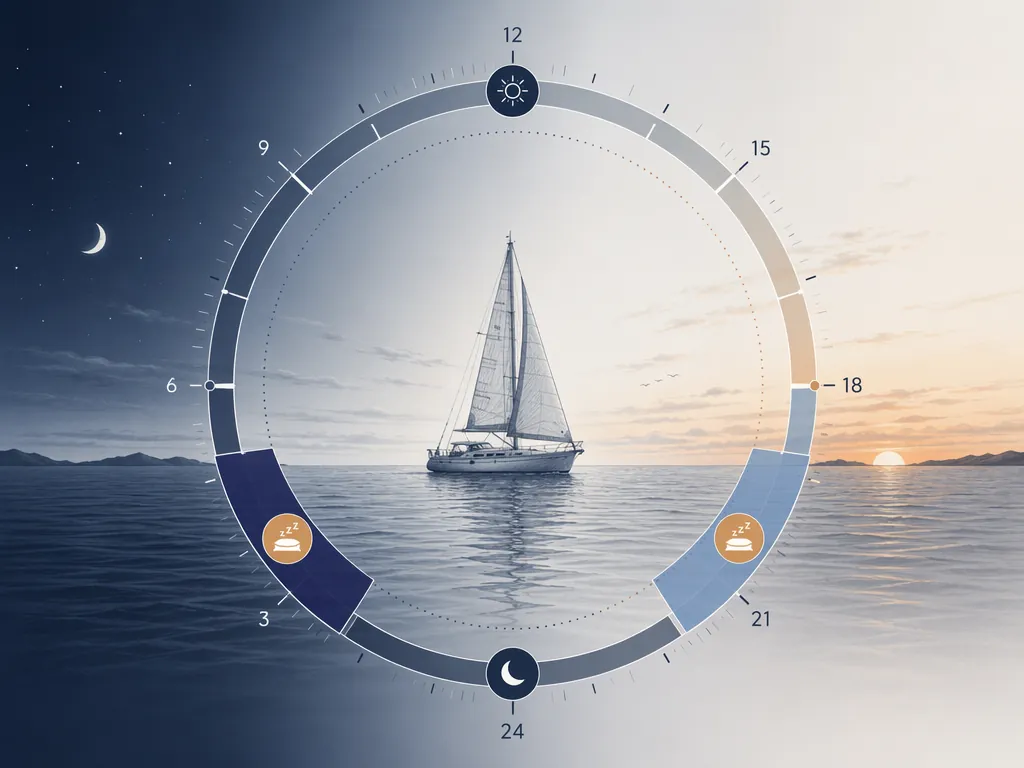 A 24-hour ocean timeline showing circadian low zones around pre-dawn and mid-afternoon