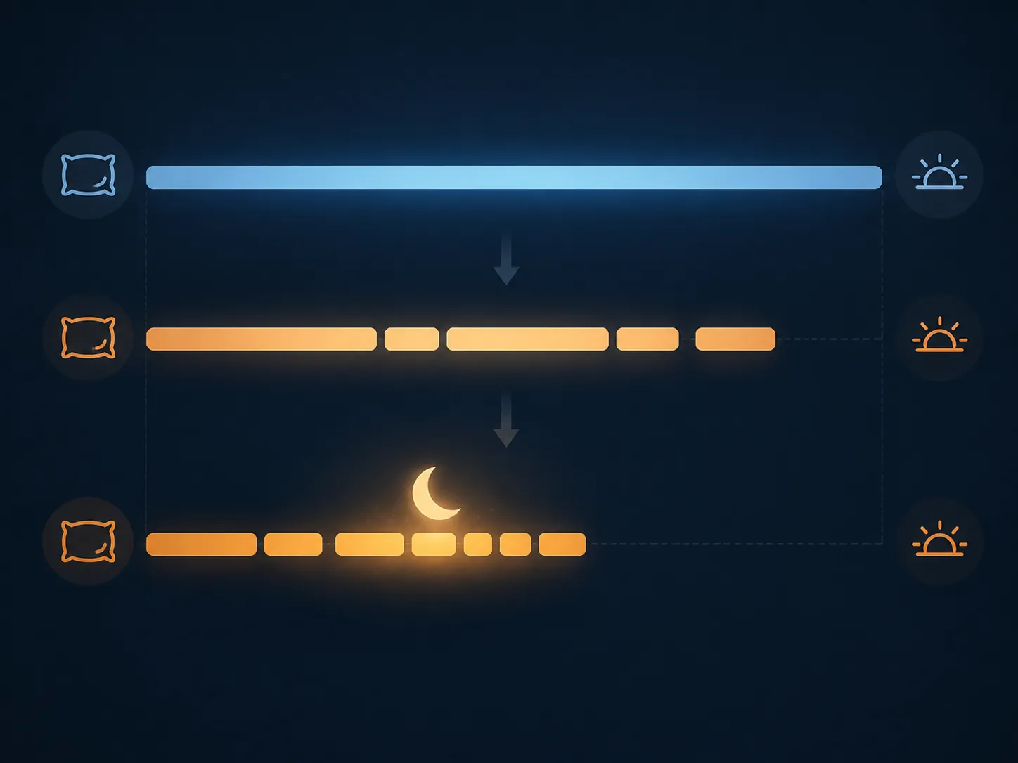 Abstract sleep bars showing how small sleep burdens compound in vulnerable sleep systems