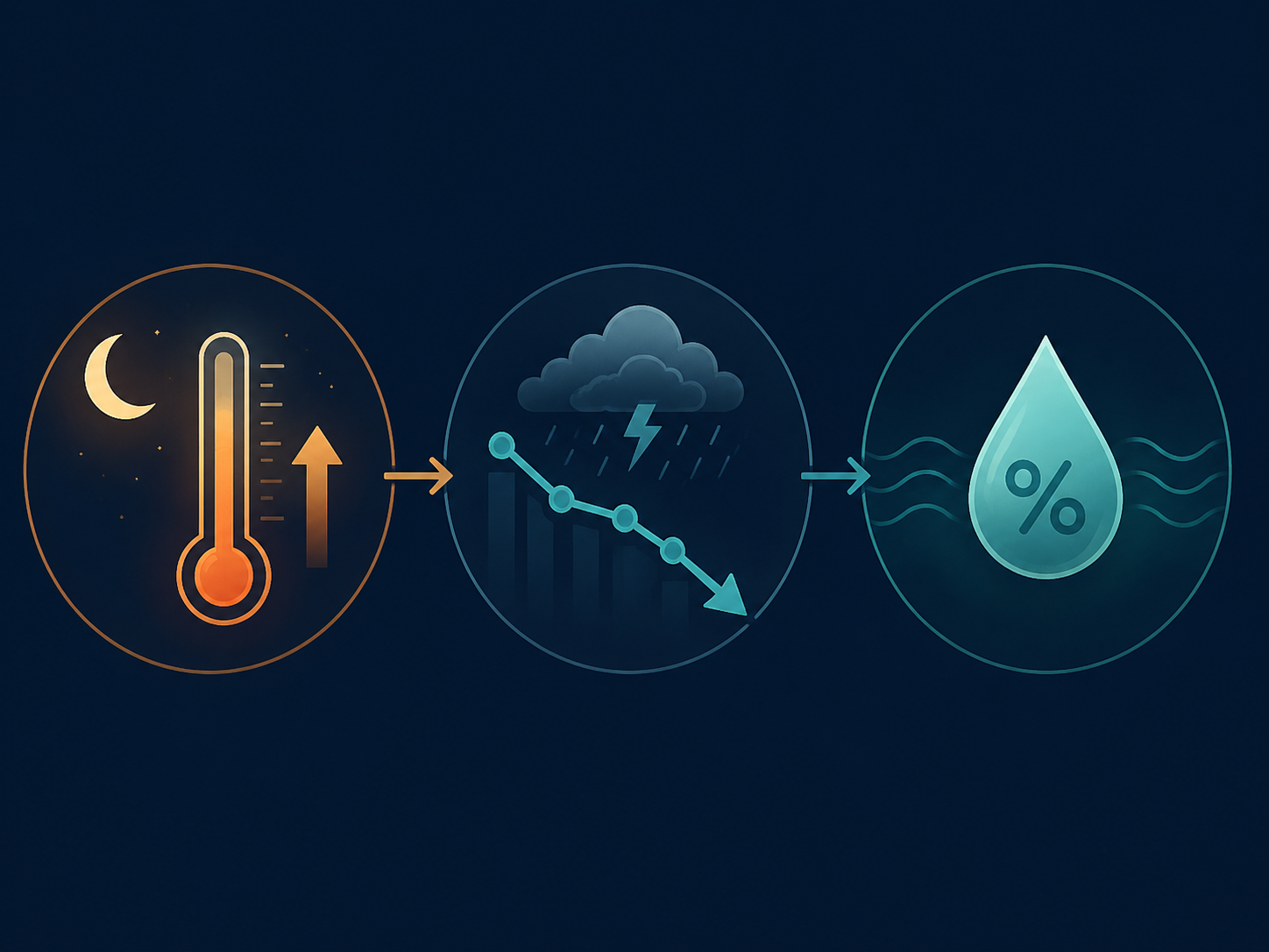 Three weather-related sleep signals: rising nighttime temperature, falling barometric pressure, and humidity.