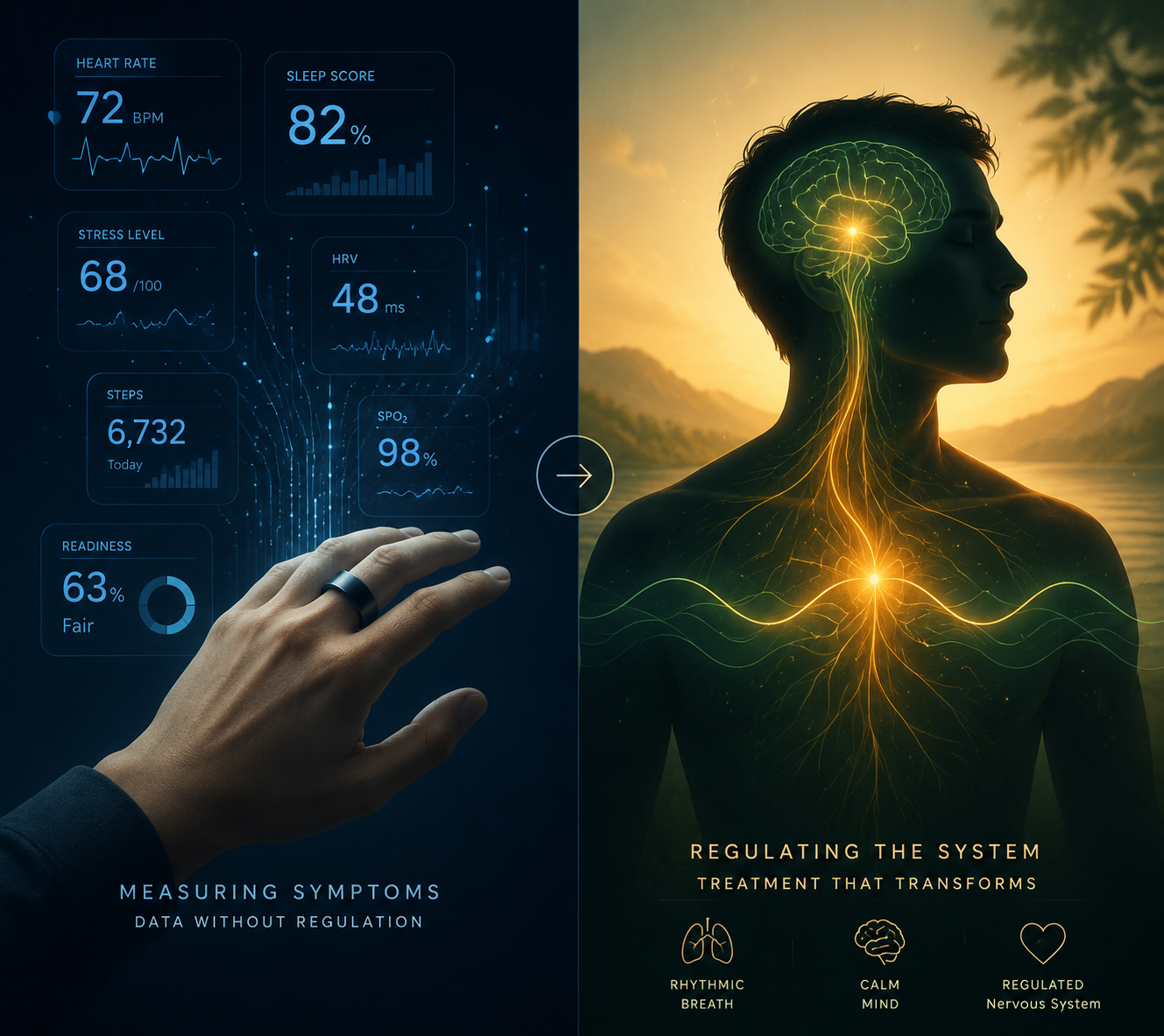Smart ring sleep metrics contrasted with a calm regulated nervous system