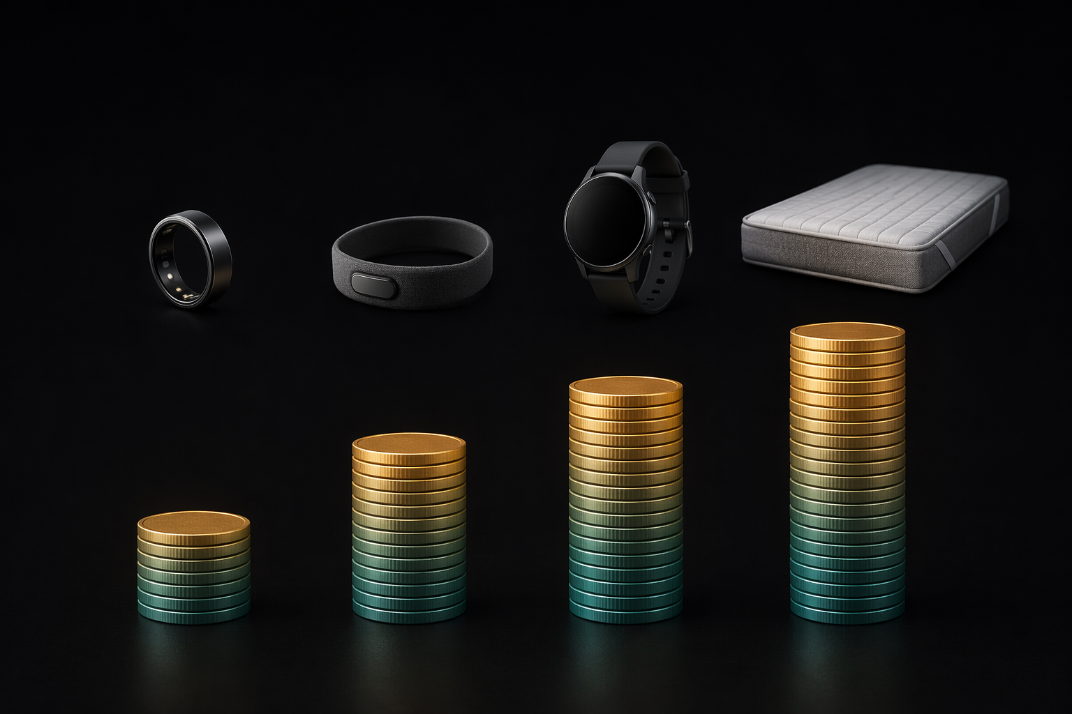 A comparison visual showing different ownership-cost levels for sleep tracking device types