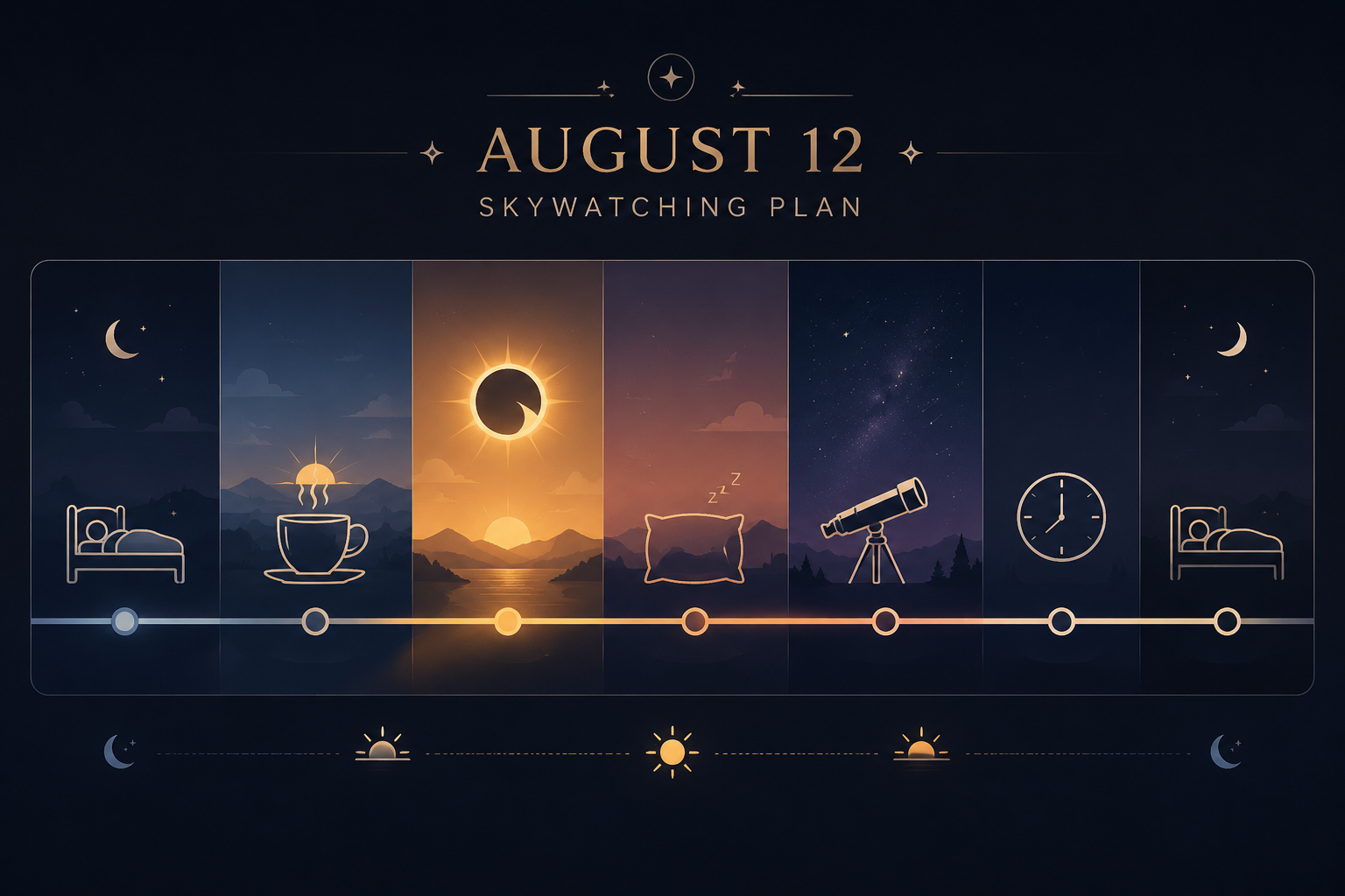 Timeline of the August 12 eclipse and Perseid viewing sleep schedule