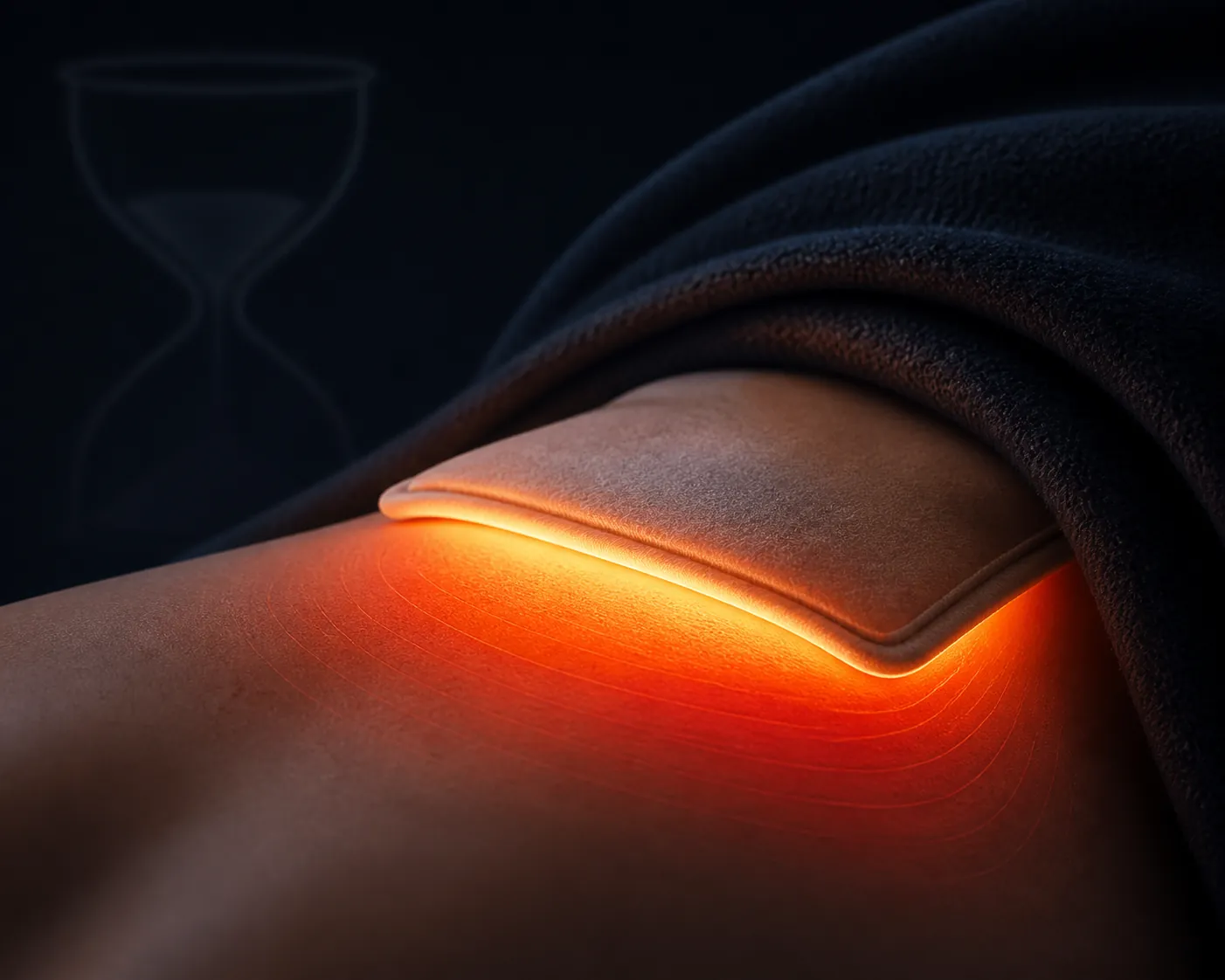 Illustration of prolonged low-temperature heat pressed against skin under a blanket