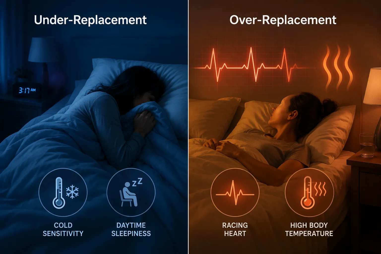 Comparison of restless cold-fatigue sleep and wired wakefulness with racing heart and heat symptoms
