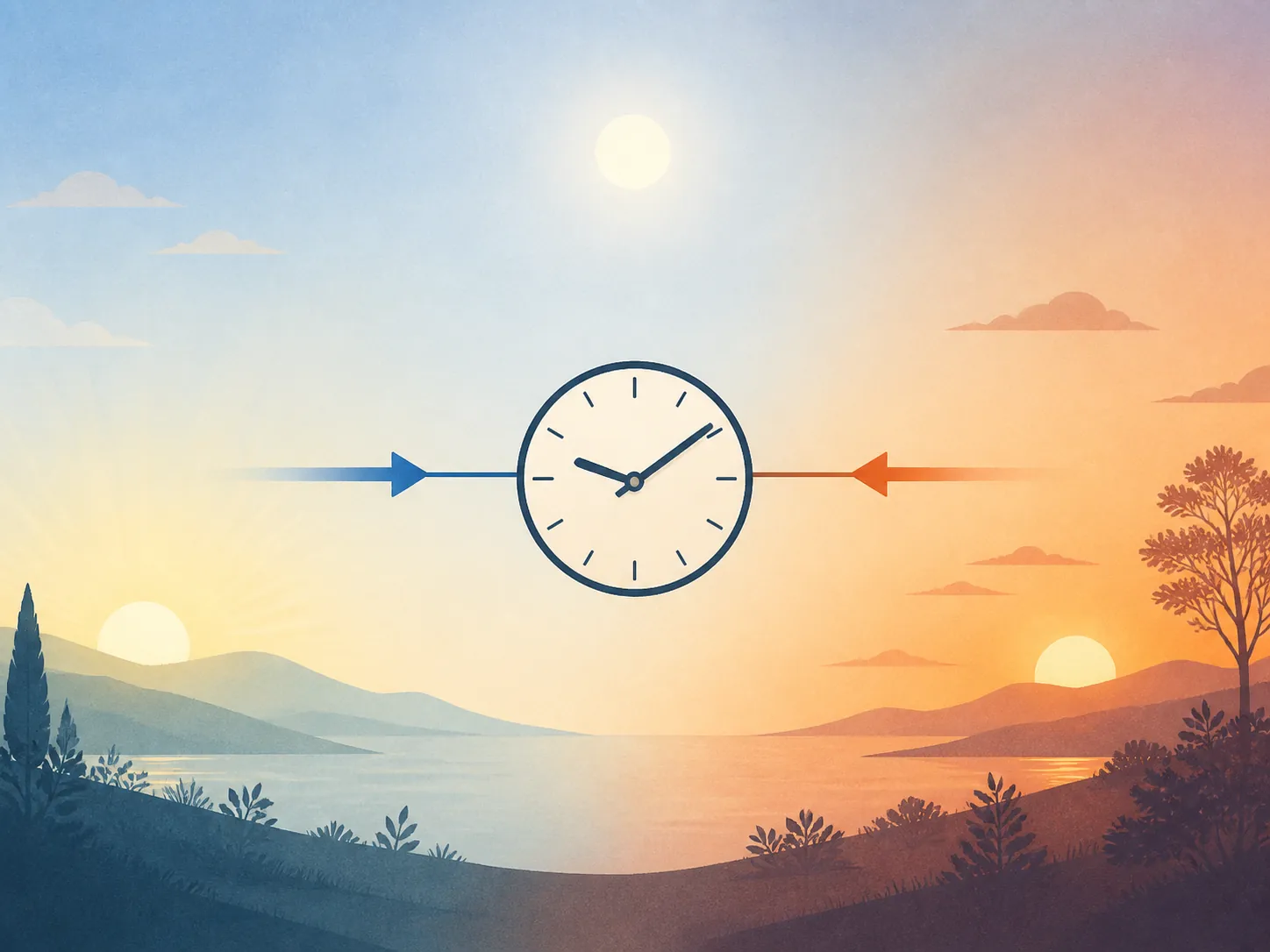 Timeline illustration showing morning light advancing the circadian clock and evening light delaying it