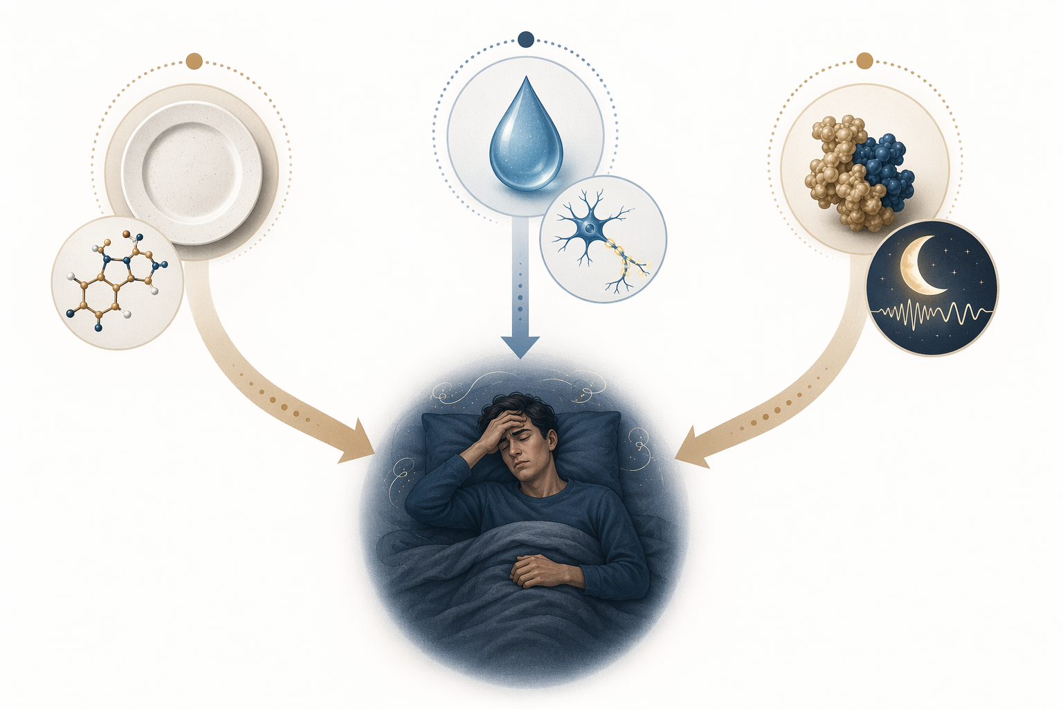 Three physiological pathways converging on a restless sleeping athlete