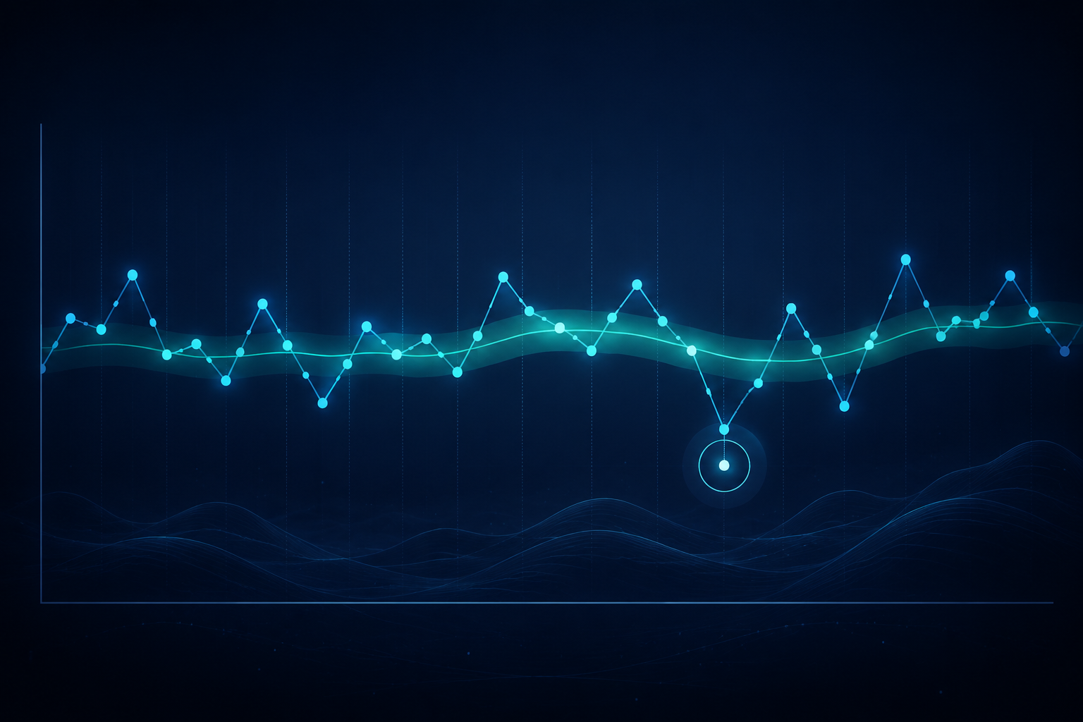 HRV values across 28 nights with one highlighted nightly point sitting inside a stable trend