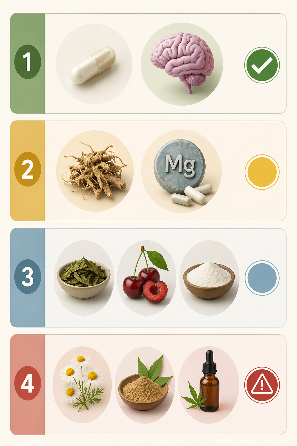 Four-tier evidence framework for natural sleep remedies, from strong evidence to unsupported or problematic options